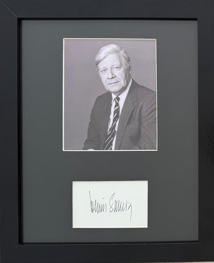 Helmut Schmidt Former German Chancellor, Hand Signed Card, Photo Presentation & COA