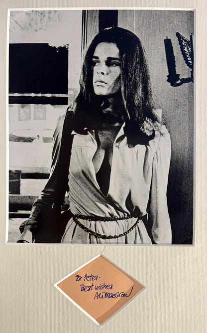 Ali MacGraw, Hollywood Actress, Hand Signed Card, Mounted Photo 45cm x 25cm & COA