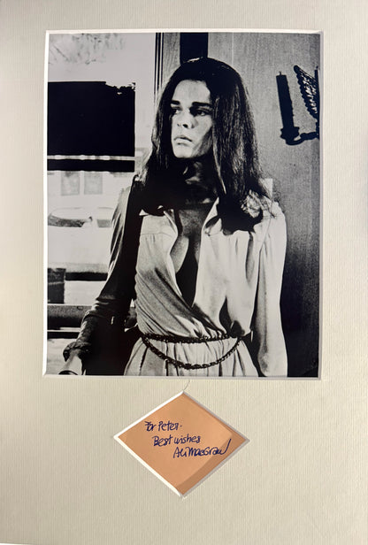 Ali MacGraw, Hollywood Actress, Hand Signed Card, Mounted Photo 45cm x 25cm & COA