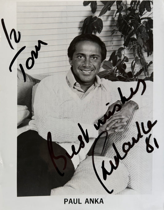 Paul Anka, Hand Signed Original Publicity Photo, 25cm x 20cm & COA