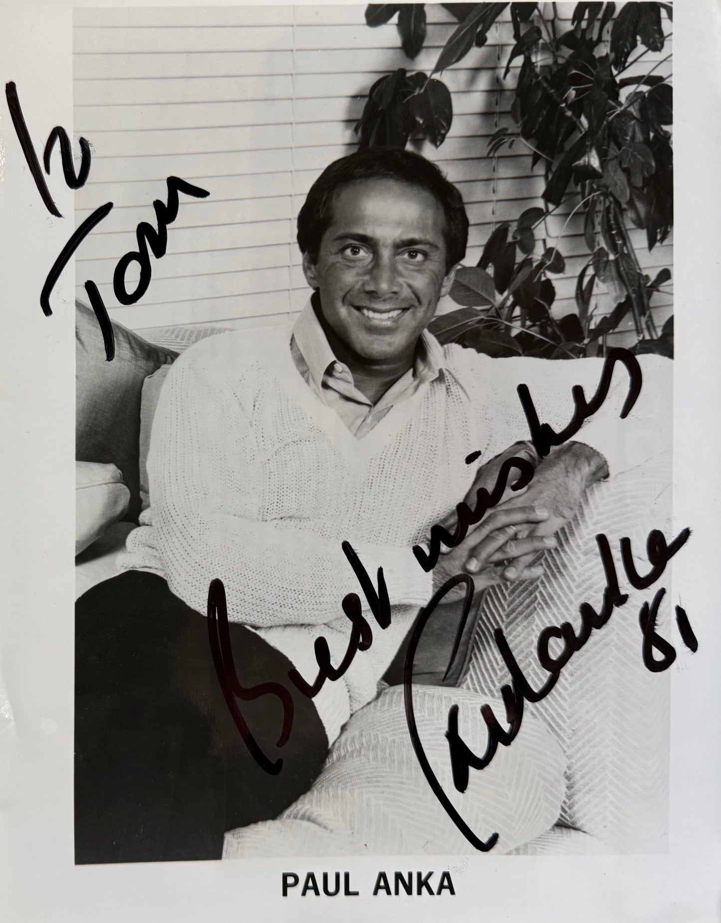 Paul Anka, Hand Signed Original Publicity Photo, 25cm x 20cm & COA