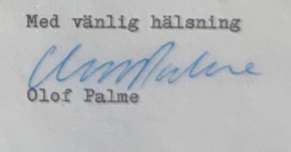 Olof Palme, Assassinated Former Swedish Prime Minister, Hand Signed Letter With COA