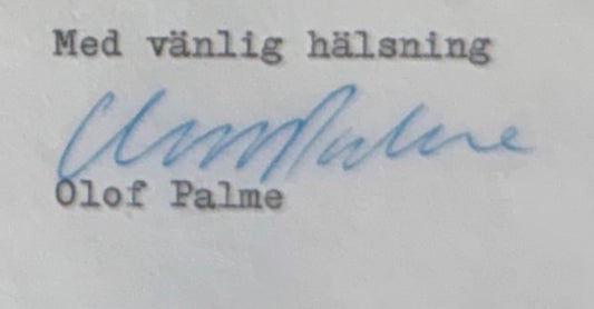 Olof Palme, Assassinated Former Swedish Prime Minister, Hand Signed Letter With COA