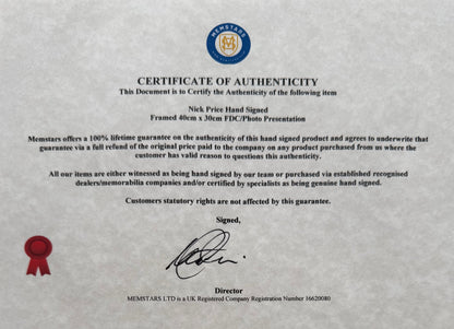 Nick Price, Golf Legend, Hand Signed First Day Cover FDC 40cm x 30cm Framed With COA