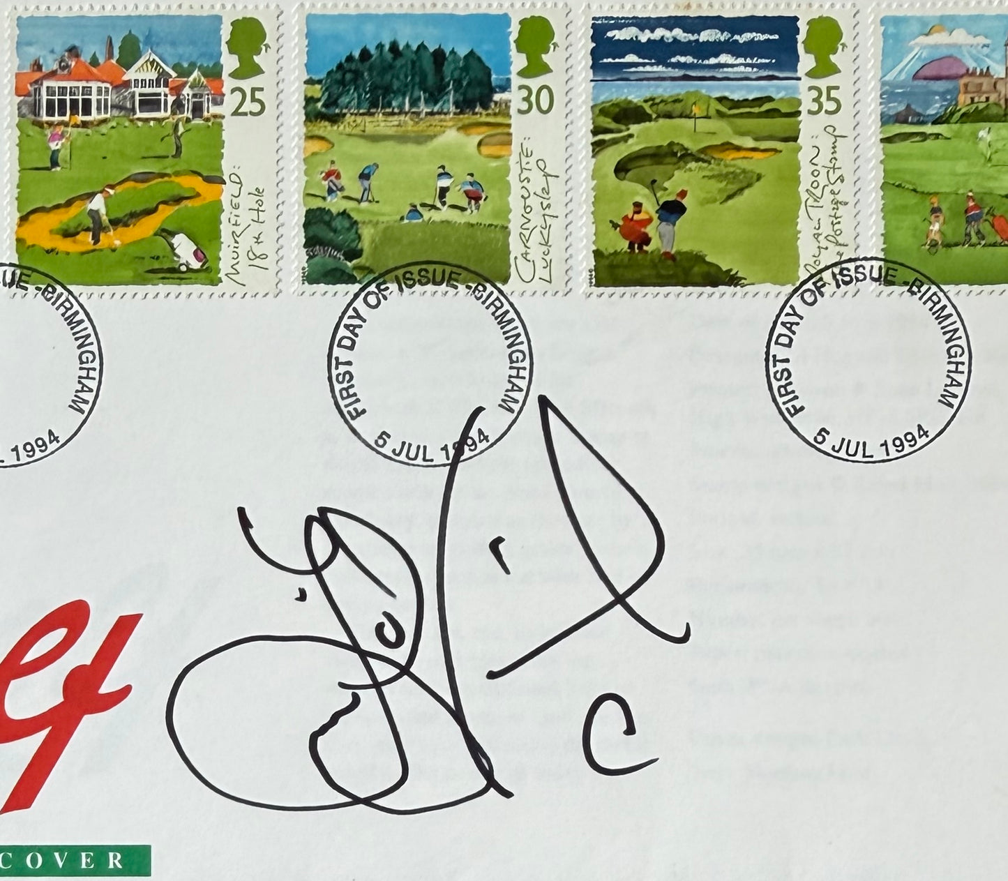 Jesper Parnevik, Golf Legend, Hand Signed First Day Cover FDC With COA