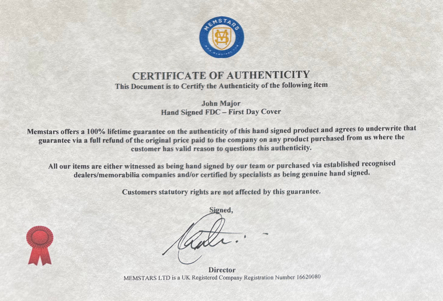 John Major, Former British Prime Minister, Hand Signed 'County Cricket' FDC With COA