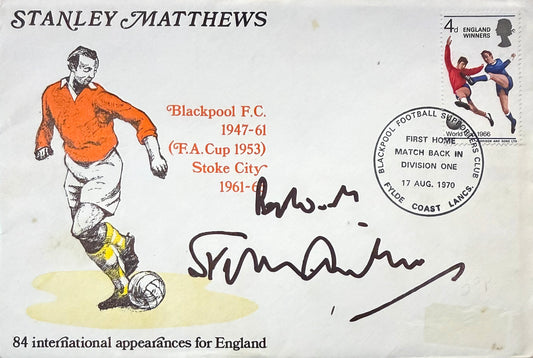 Stanley Matthews, Stoke, Blackpool, England Legend, Hand Signed First Day Cover, FDC & COA (Copy)