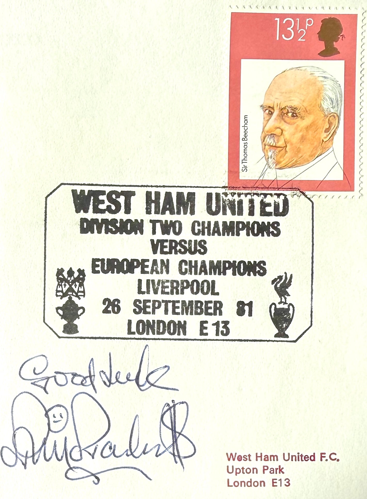 Phil Parkes, West Ham United Legend, Guaranteed Hand Signed First Day Cover FDC & COA