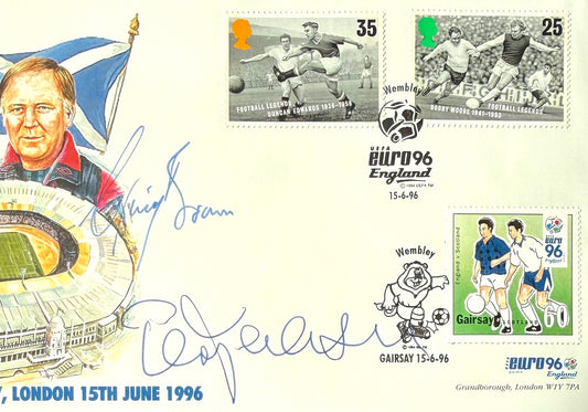 Terry Venables, Craig Brown, England/Scotland Legends, Guaranteed Hand Signed First Day Cover FDC & COA