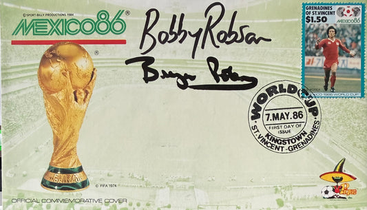 Bryan Robson, Bobby Robson, Manchester/Newcastle United Legends, Hand Signed First Day Cover & COA