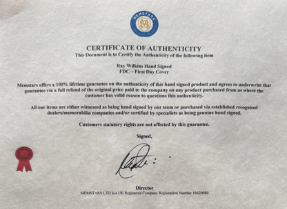Ray Wilkins, Chelsea, Manchester United, England Legend, Hand Signed First Day Cover, FDC & COA