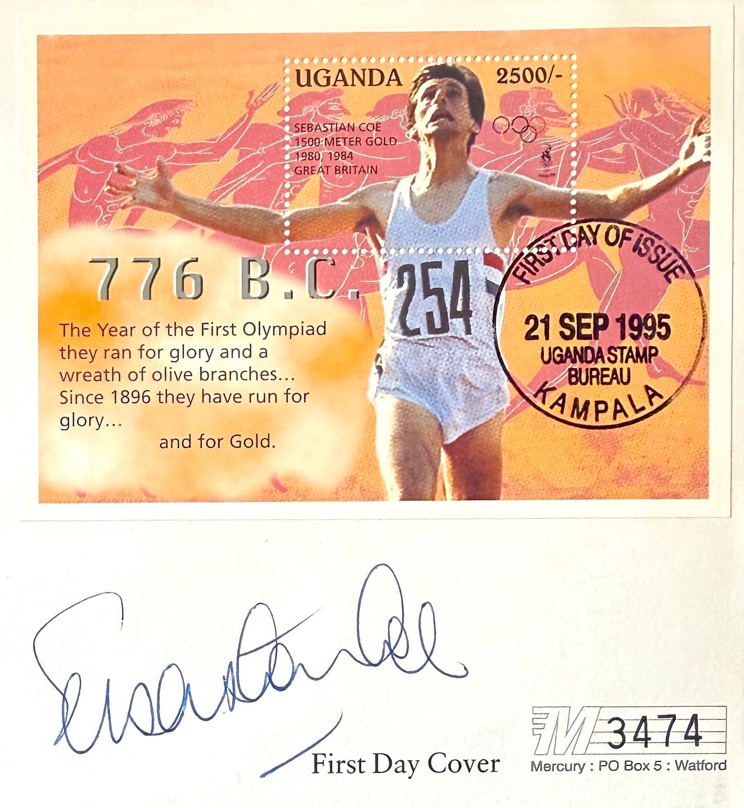 Sebastian Coe, Hand Signed 1996 Atlanta Olympics FDC, First Day Cover & COA