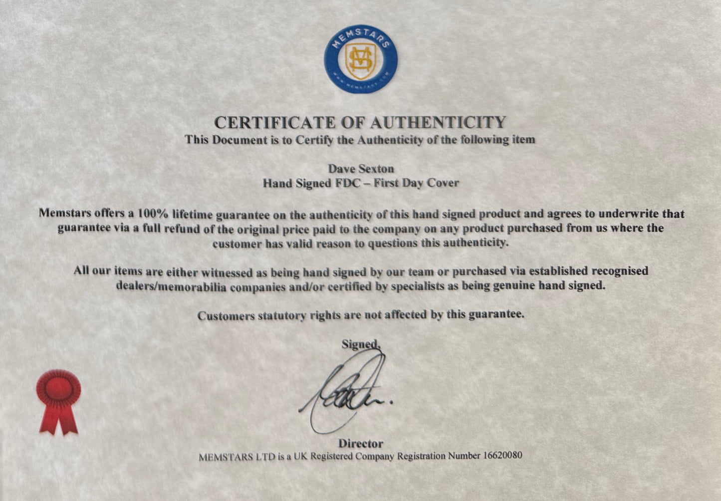 Dave Sexton, Chelsea, Manchester United, England Legend, Hand Signed First Day Cover, FDC & COA