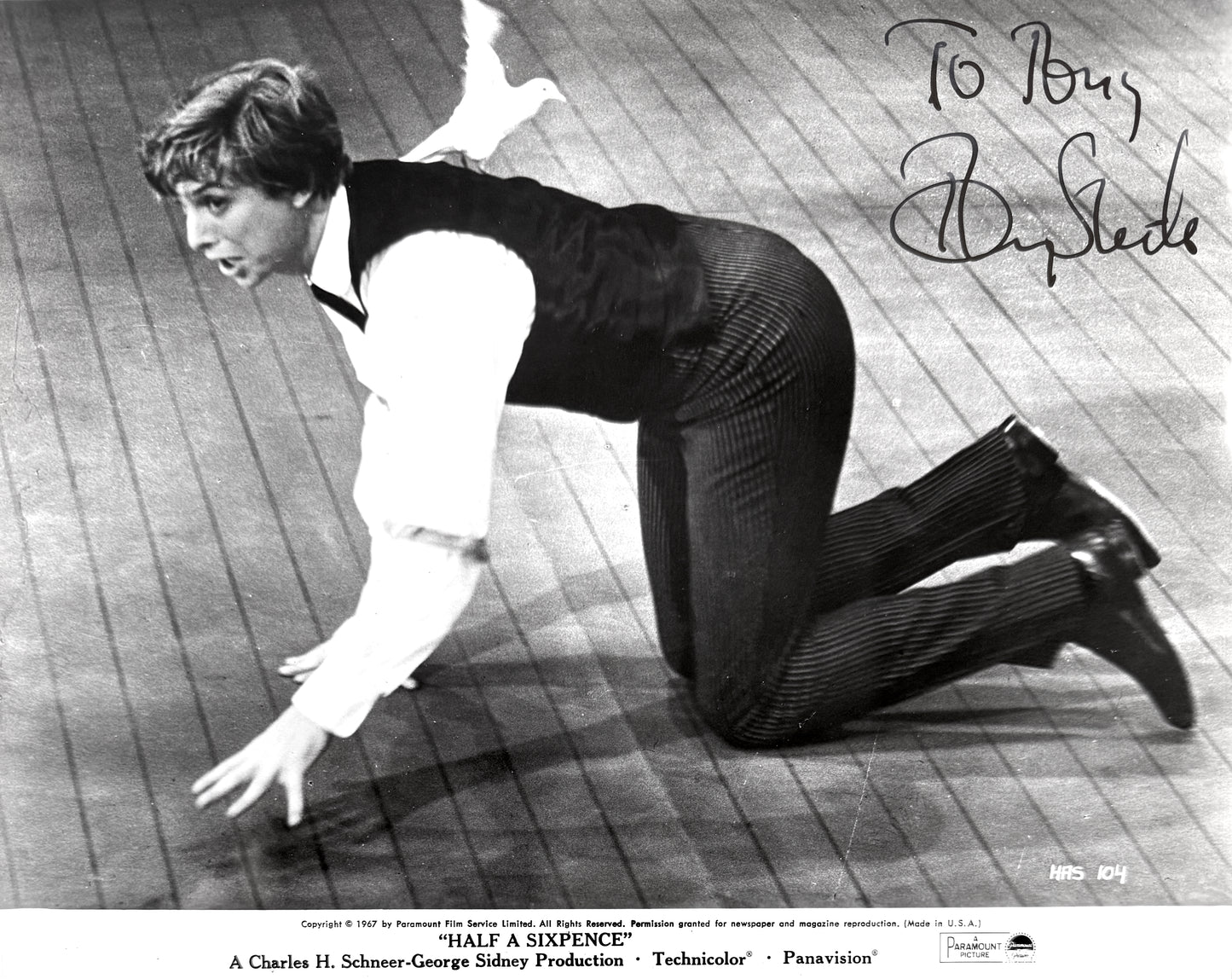 Tommy Steele, British Award Winning Actor Hand Signed Original 25cm x 20cm Photo & COA