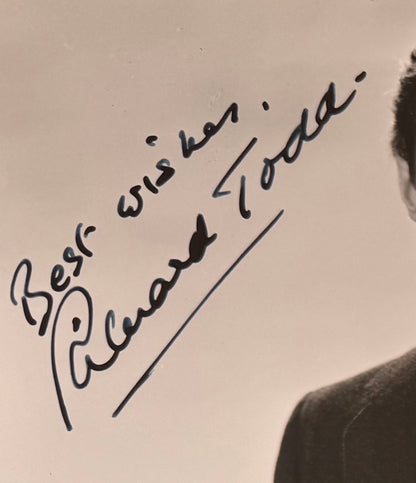 Richard Todd, Guaranteed Hand Signed 25cm x 20cm Publicity Photo & COA