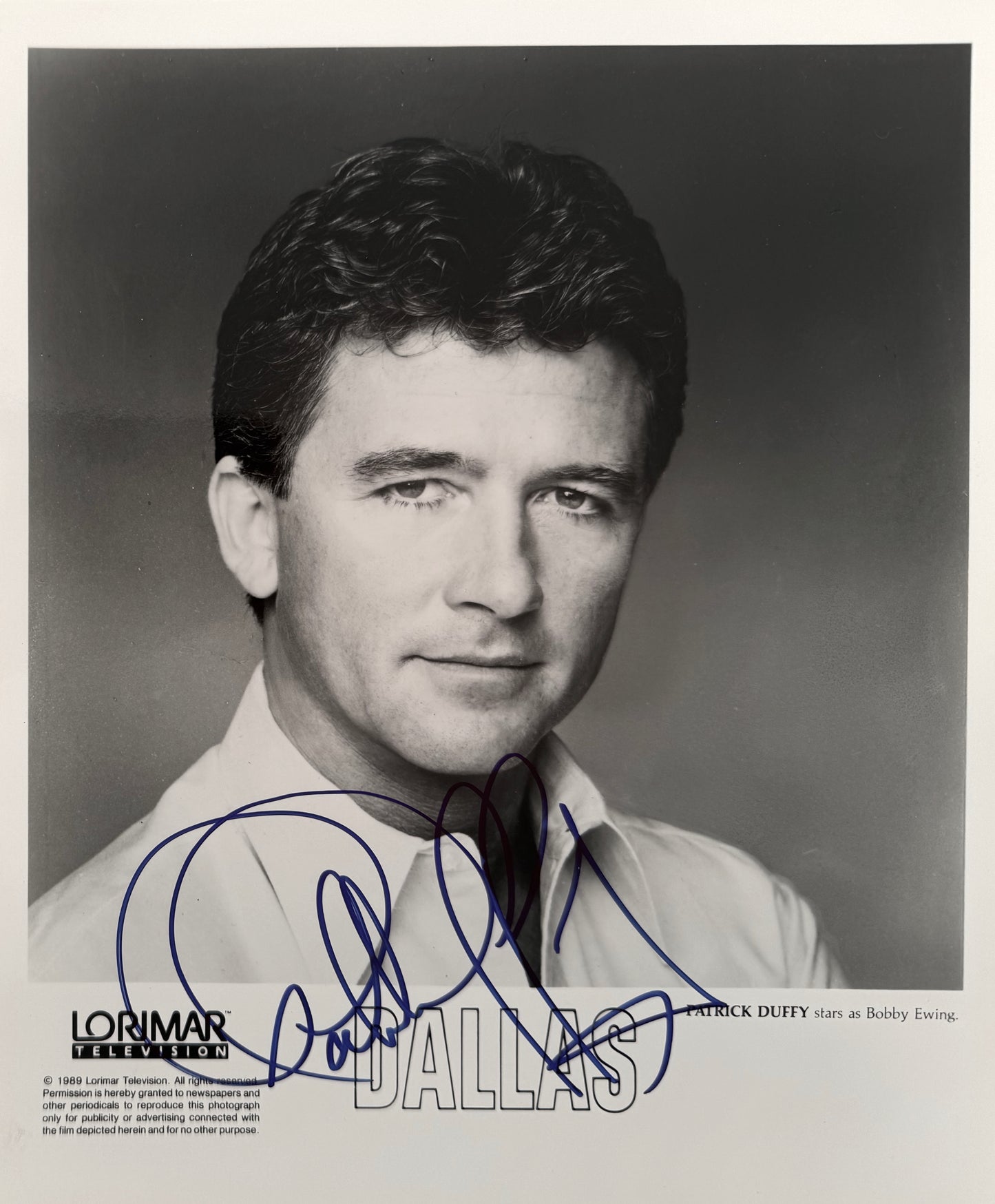 Patrick Duffy, Hand Signed Original 'Dallas' Publicity Photo 25cm x 20cm & COA