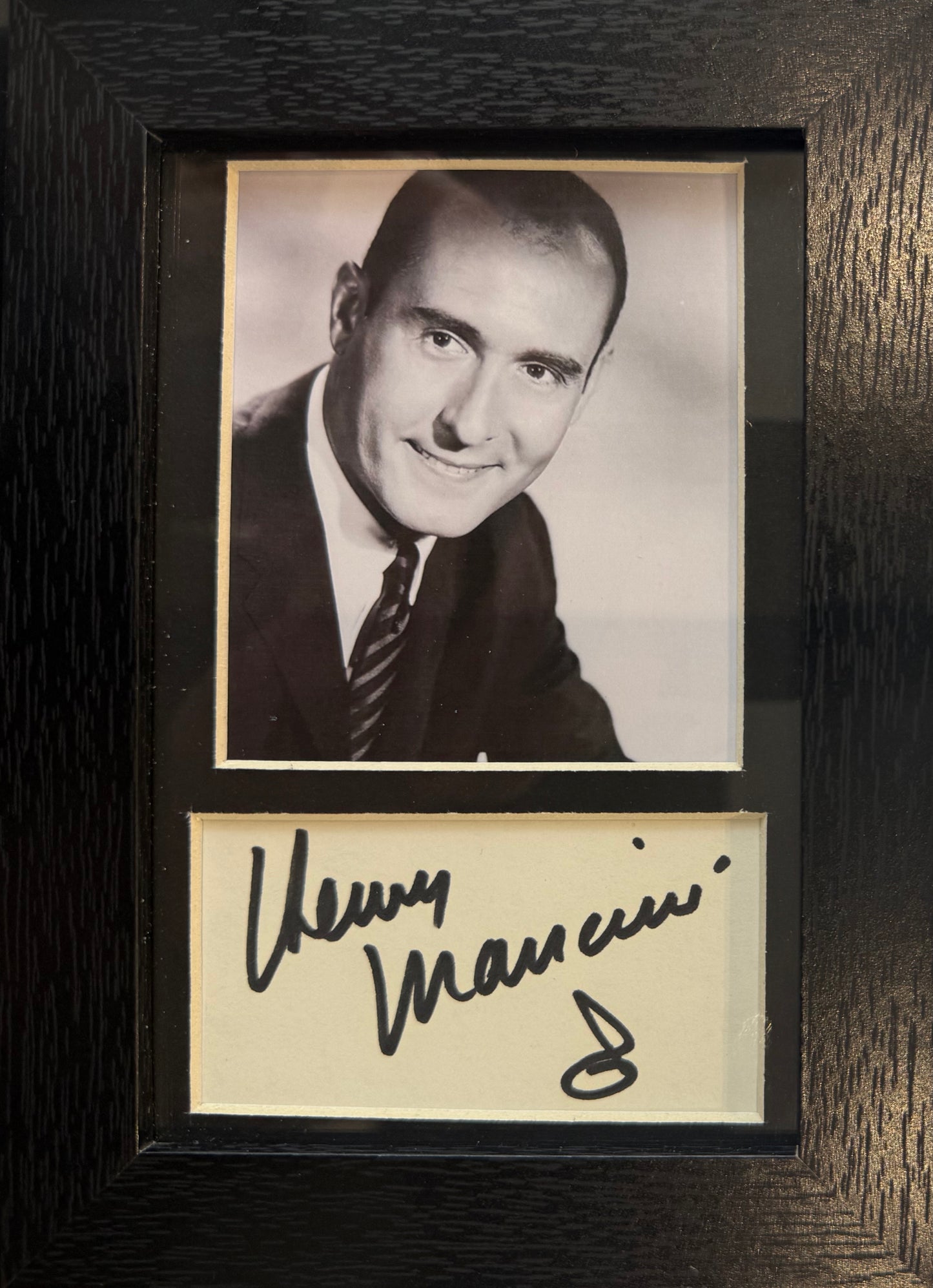 Henry Mancini, Film Composer, Hand Signed Card Framed 15cm x 10cm Presentation & COA