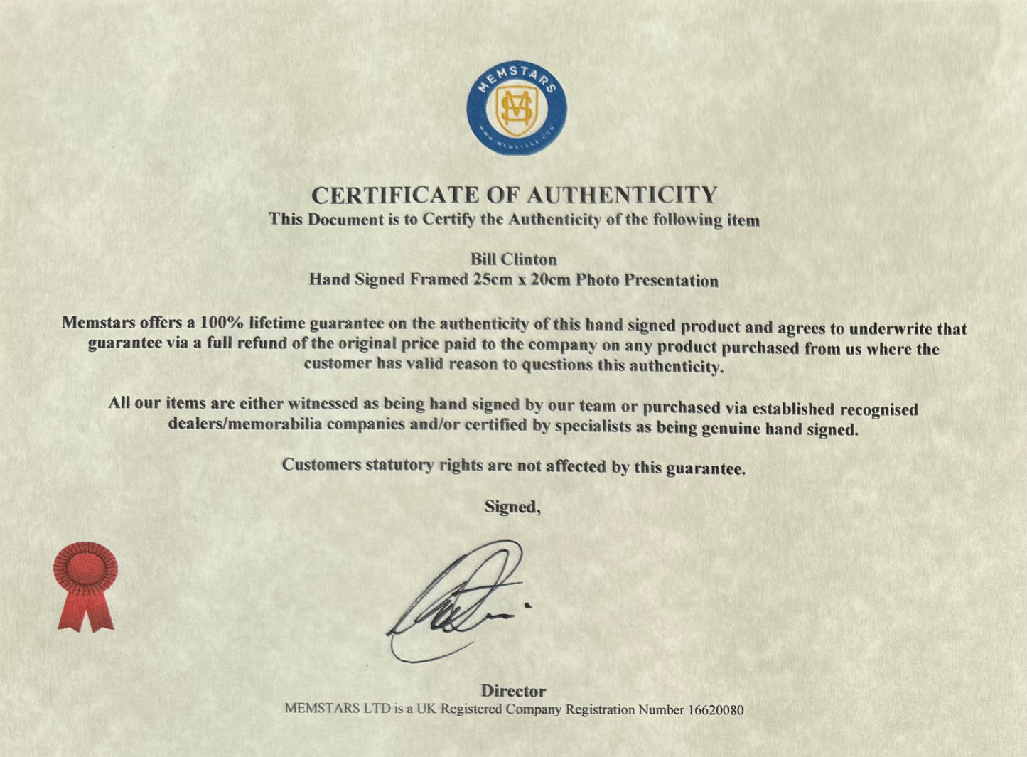 Bill Clinton, Former President of the USA, Hand Signed Photo Presentation, With COA