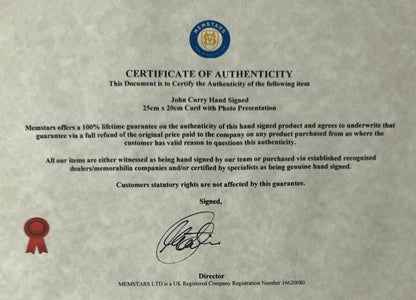 John Curry, Olympic Ice Skating  Legend, Hand Signed Card, Photo Presentation With COA