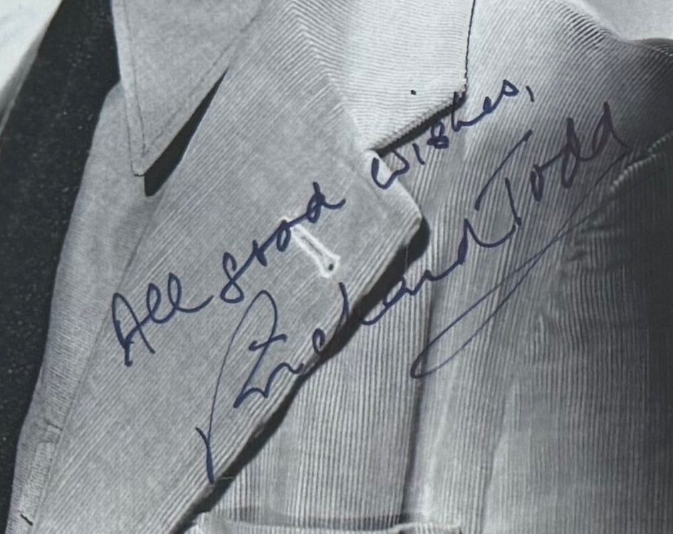 Richard Todd, Guaranteed Hand Signed 25cm x 20cm Publicity Photo & COA
