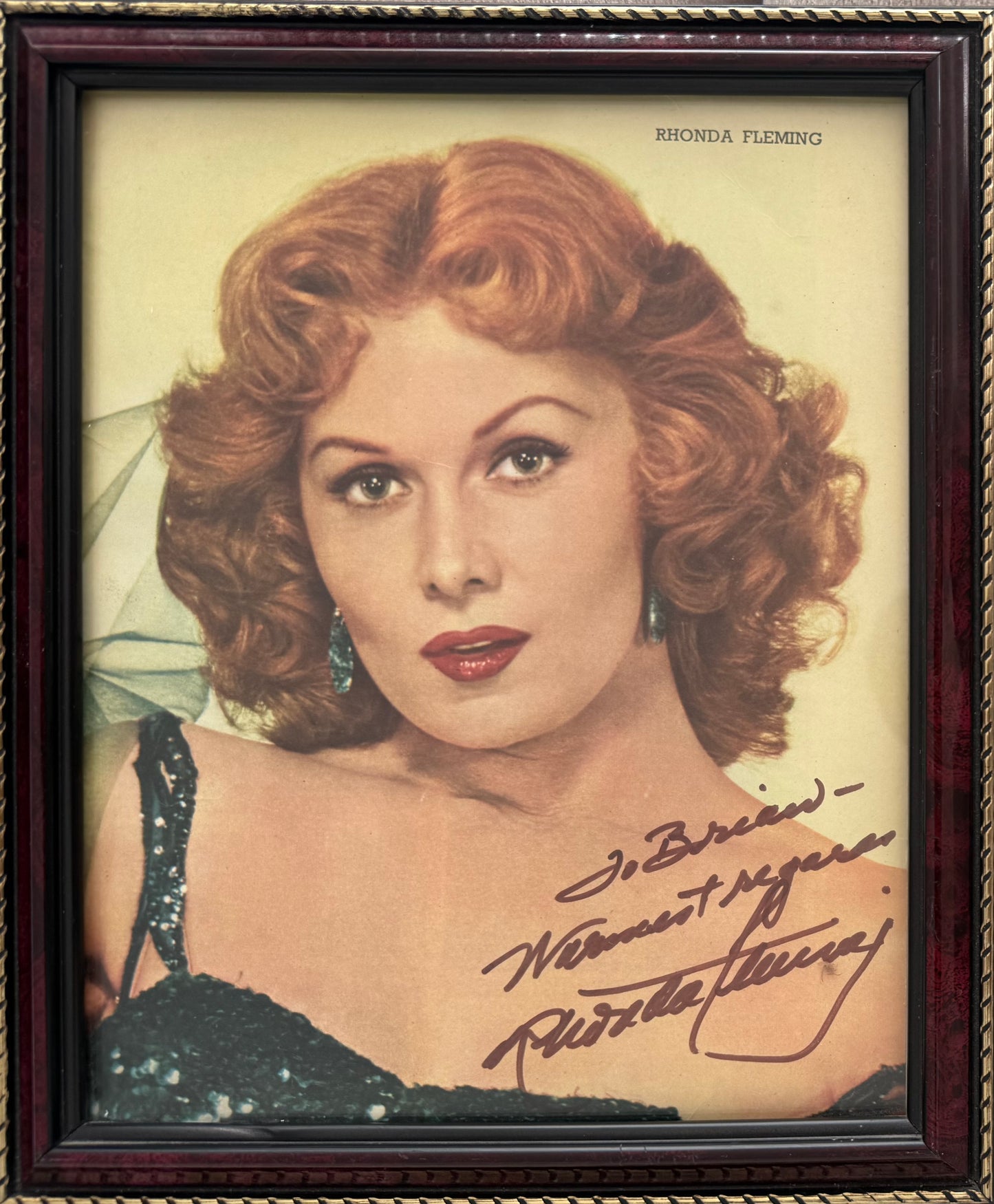 Rhonda Fleming, American Actress, Hand Signed Framed Photo & COA