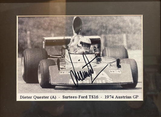 Dieter Quester Formula One (F1) Hand Signed Photo With COA