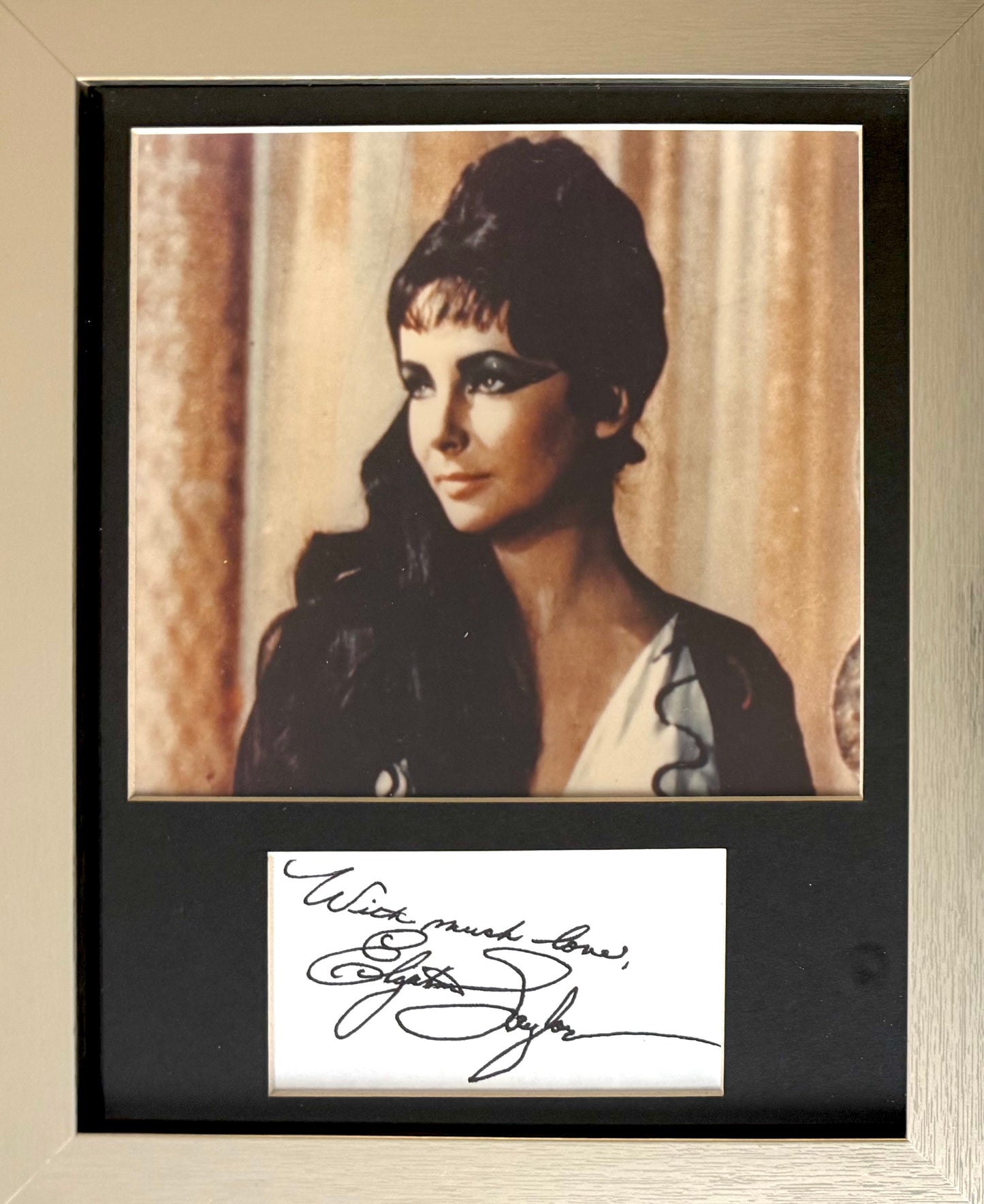 Elizabeth Taylor Genuine Hand Signed Card, With Mounted Photo Presentation & COA