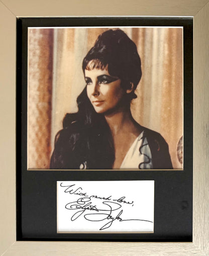 Elizabeth Taylor Genuine Hand Signed Card, With Mounted Photo Presentation & COA