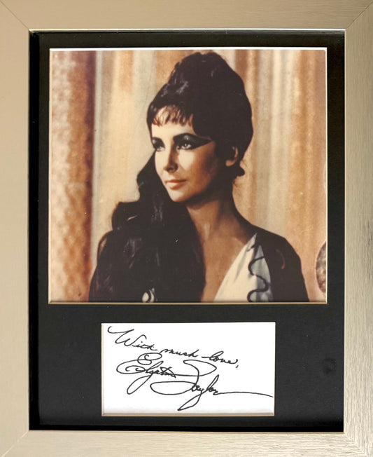 Elizabeth Taylor Genuine Hand Signed Card, With Mounted Photo Presentation & COA