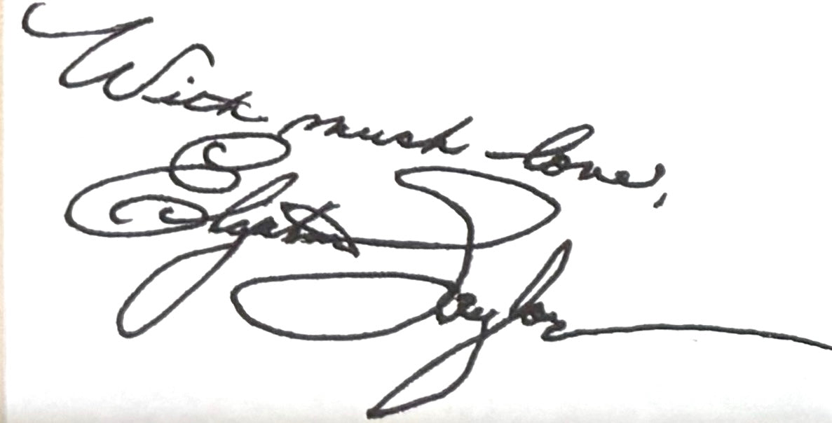 Elizabeth Taylor Genuine Hand Signed Card, With Mounted Photo Presentation & COA