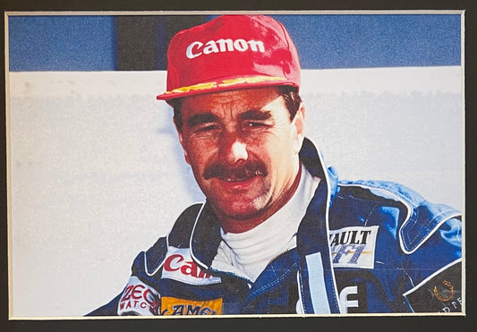 NIGEL MANSELL HAND SIGNED FRAMED (12' X 8') PHOTO PRESENTATION WITH COA