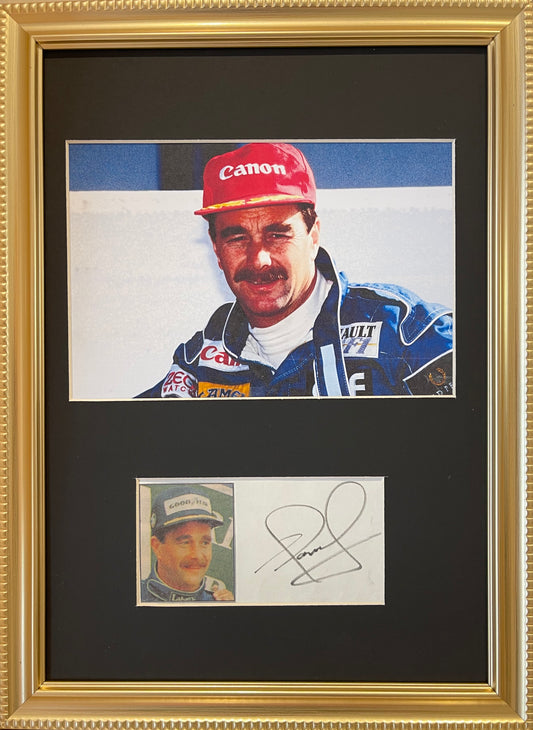 NIGEL MANSELL HAND SIGNED FRAMED (12' X 8') PHOTO PRESENTATION WITH COA