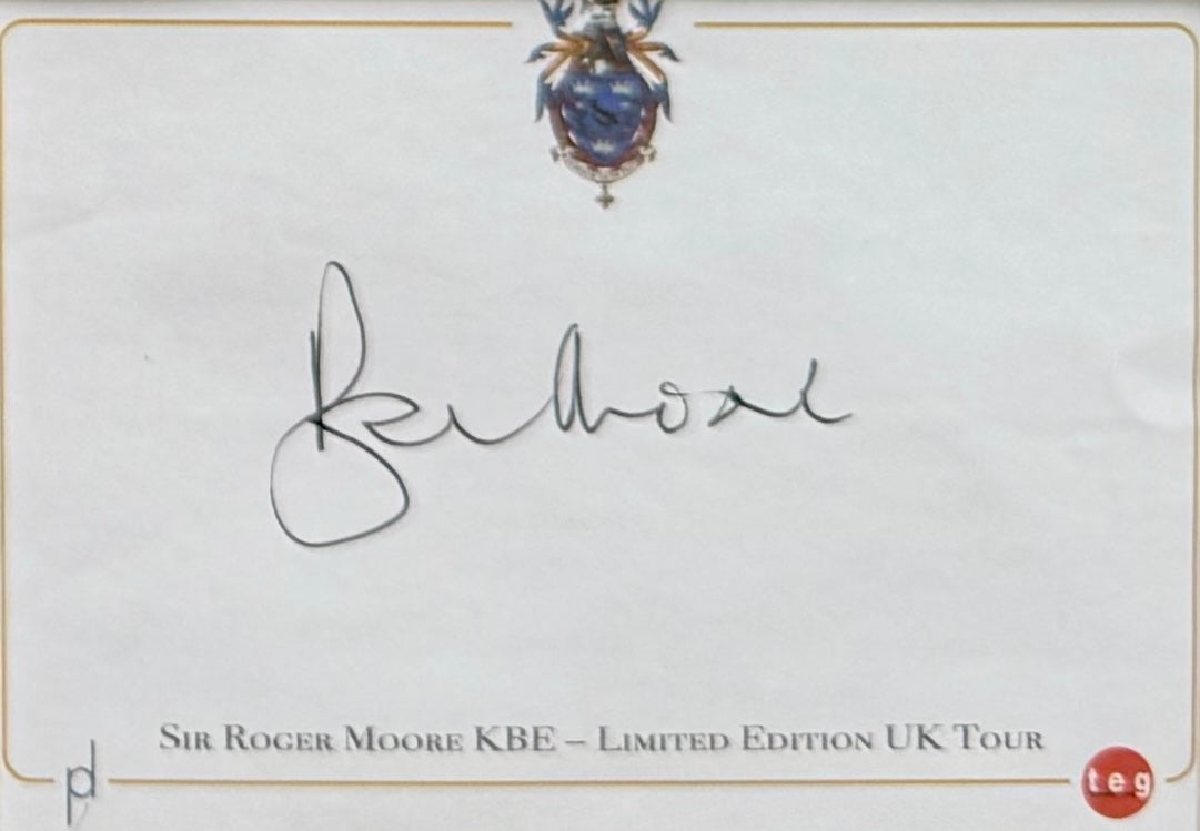Roger Moore '007' James Bond Hand Signed Framed Card Presentation & COA
