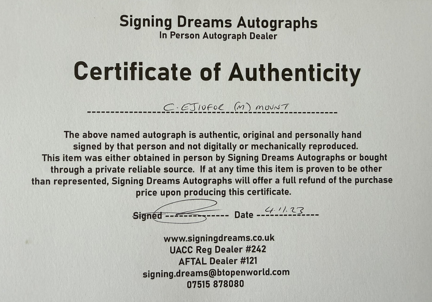 Chiwetel Ejiofor, Hand Signed 'Doctor Strange' Card Presentation & UACC/AFTAL COA
