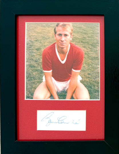 Sir Bobby Charlton, Manchester United Legend, Hand Signed Mounted Card Presentation & COA