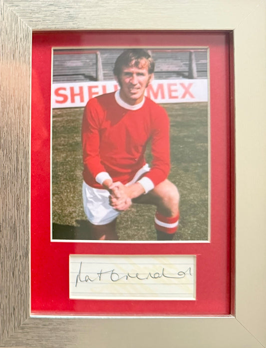 Pat Crerand, Manchester United Legend, Hand Signed Mounted Card Presentation & COA
