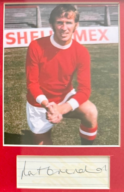 Pat Crerand, Manchester United Legend, Hand Signed Mounted Card Presentation & COA