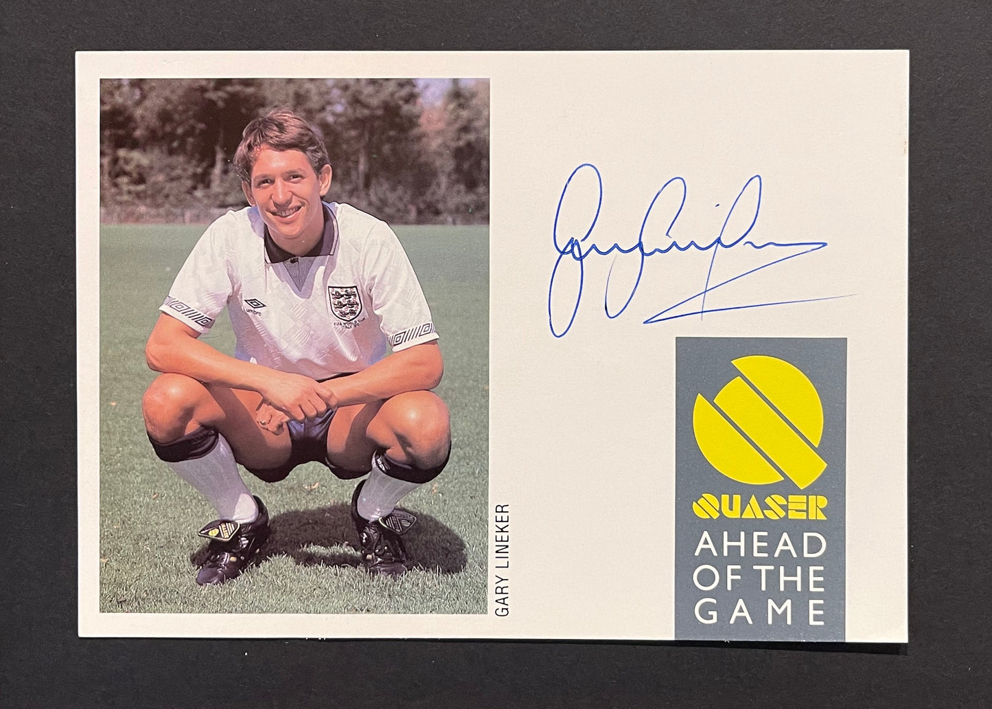 GARY LINEKER, ENGLAND, SPURS, EVERTON, LEGEND, HAND SIGNED PROMO PHOTO WITH COA