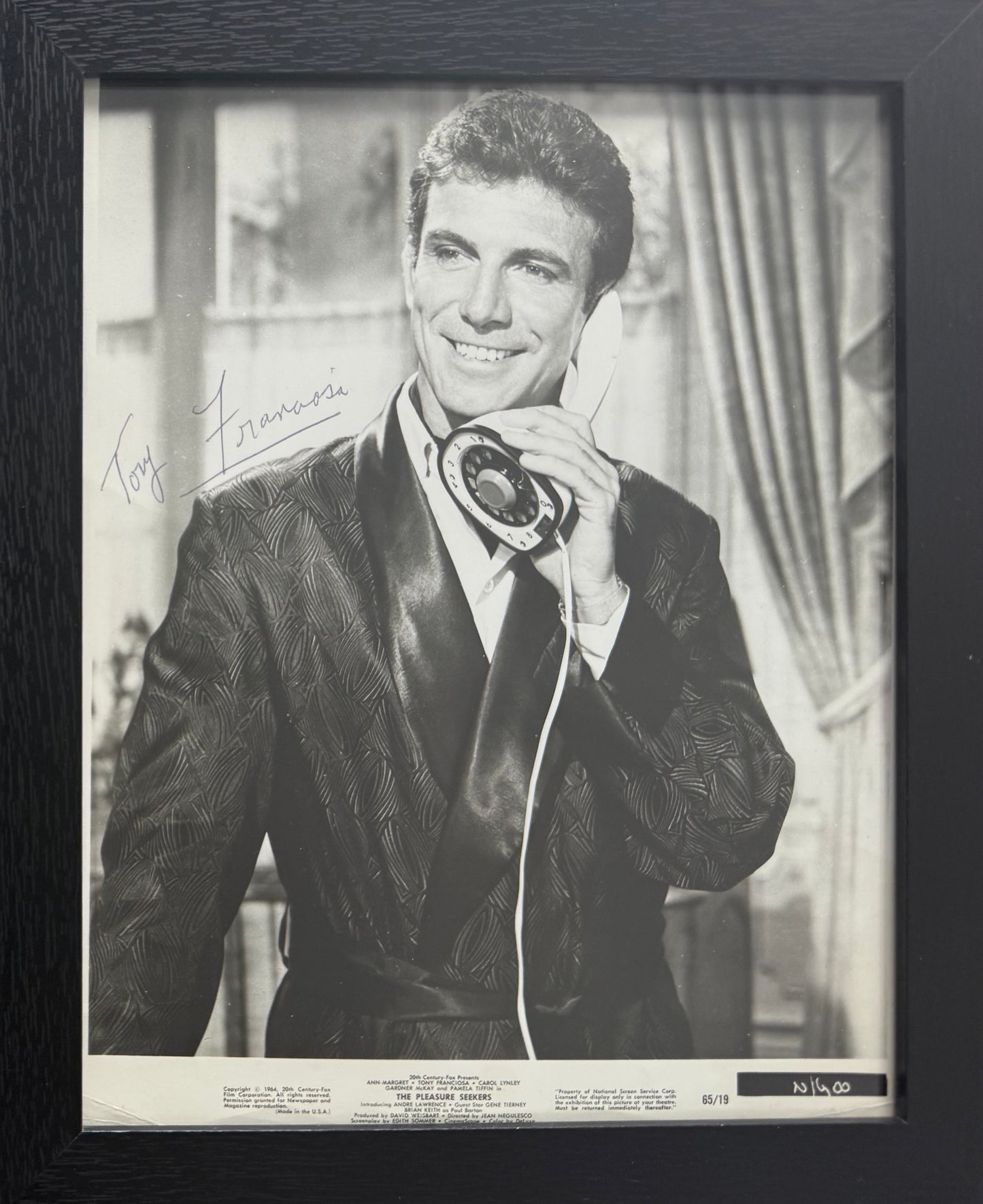 Tony Franciosa Hand Signed Publicity Photo (Framed 25cm x 20cm) With COA