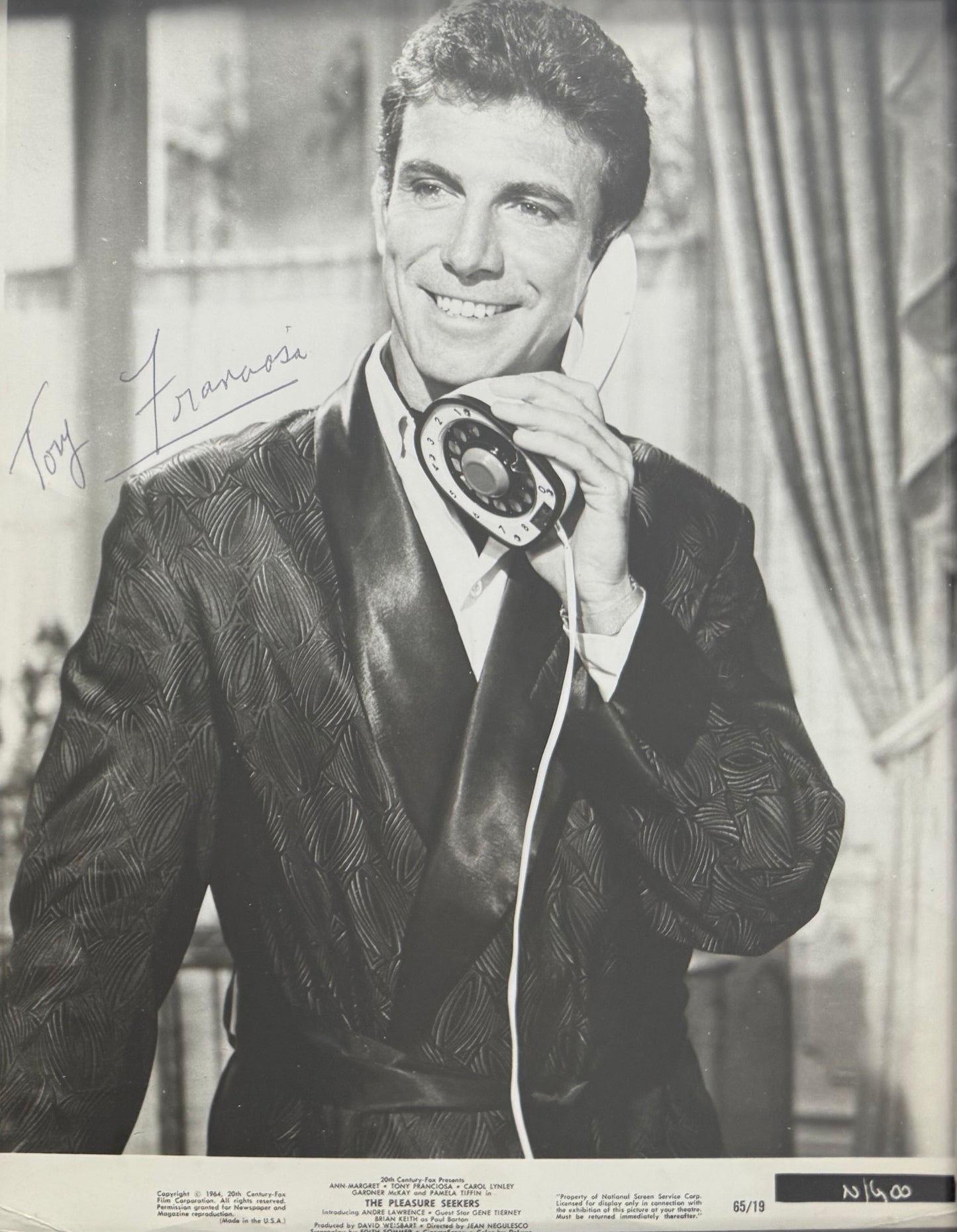 Tony Franciosa Hand Signed Publicity Photo (Framed 25cm x 20cm) With COA