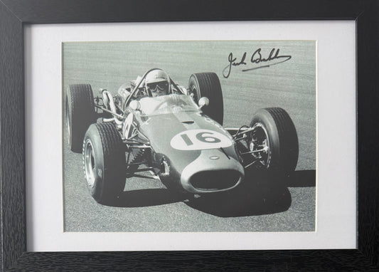 Sir Jack Brabham, Hand Signed Framed 30cm x 20cm F1 Mounted Photo With COA