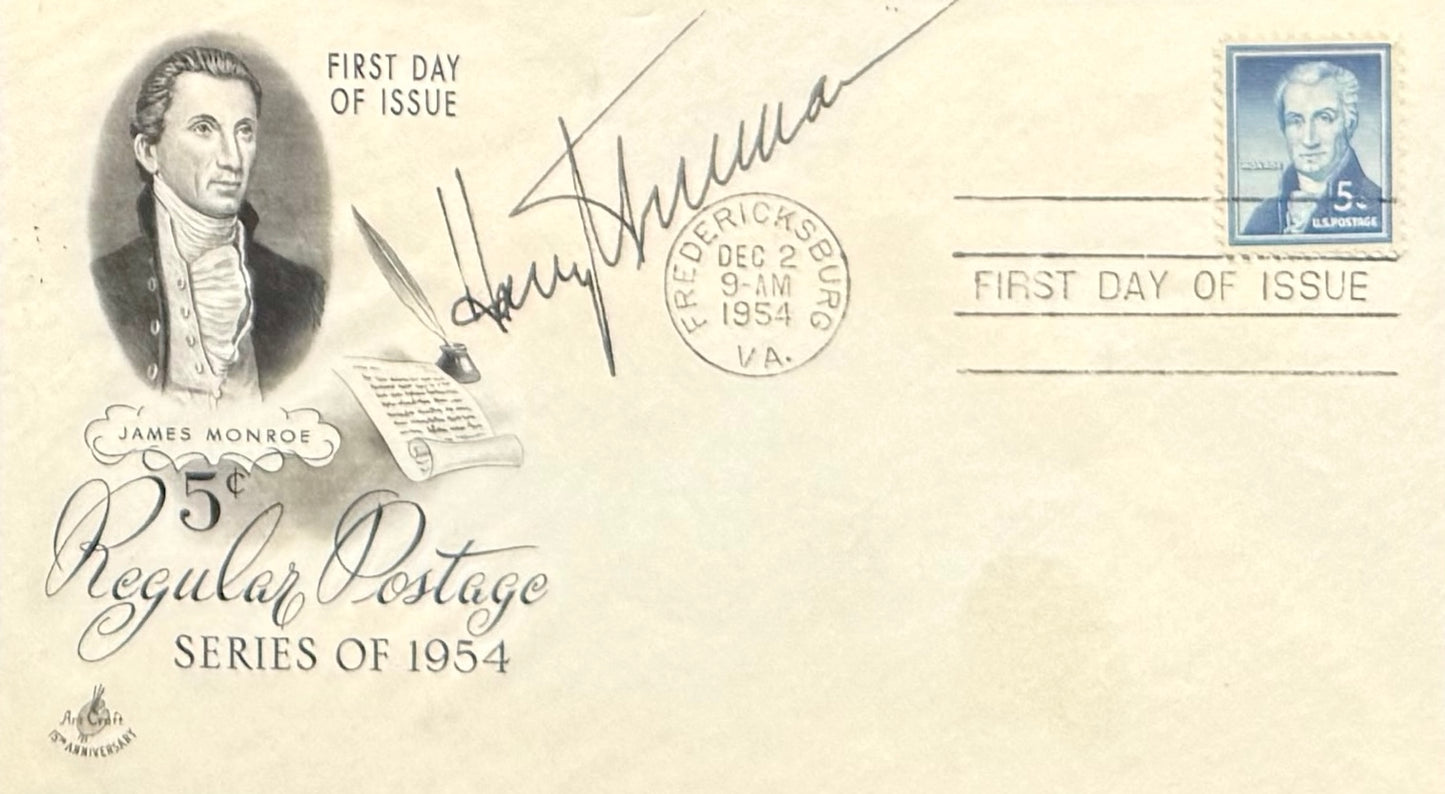 Harry S. Truman, 33rd, American President, Hand Signed FDC Presentation & COA