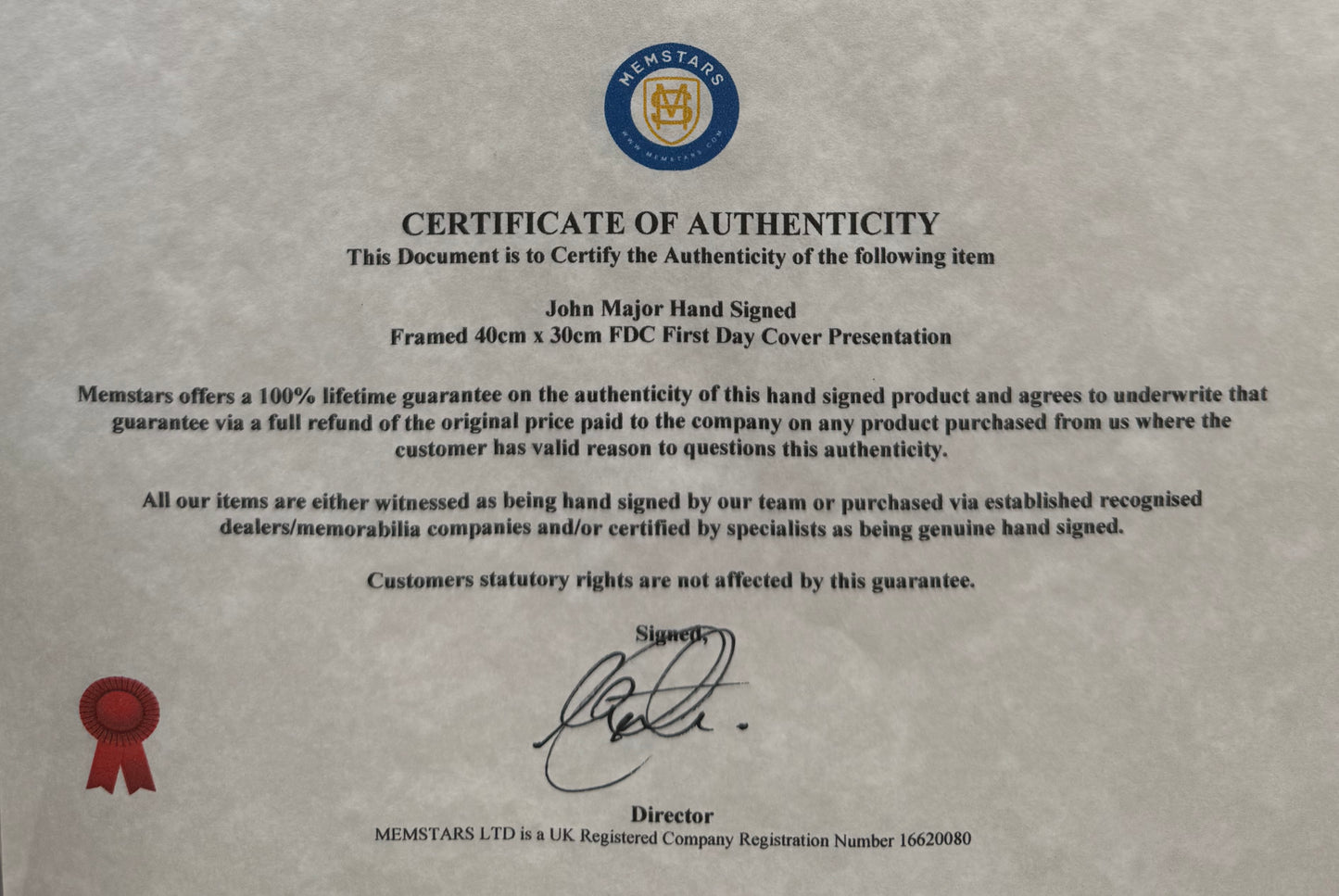 John Major, Former British Prime Minister, Hand Signed FDC & Photo Presentation With COA
