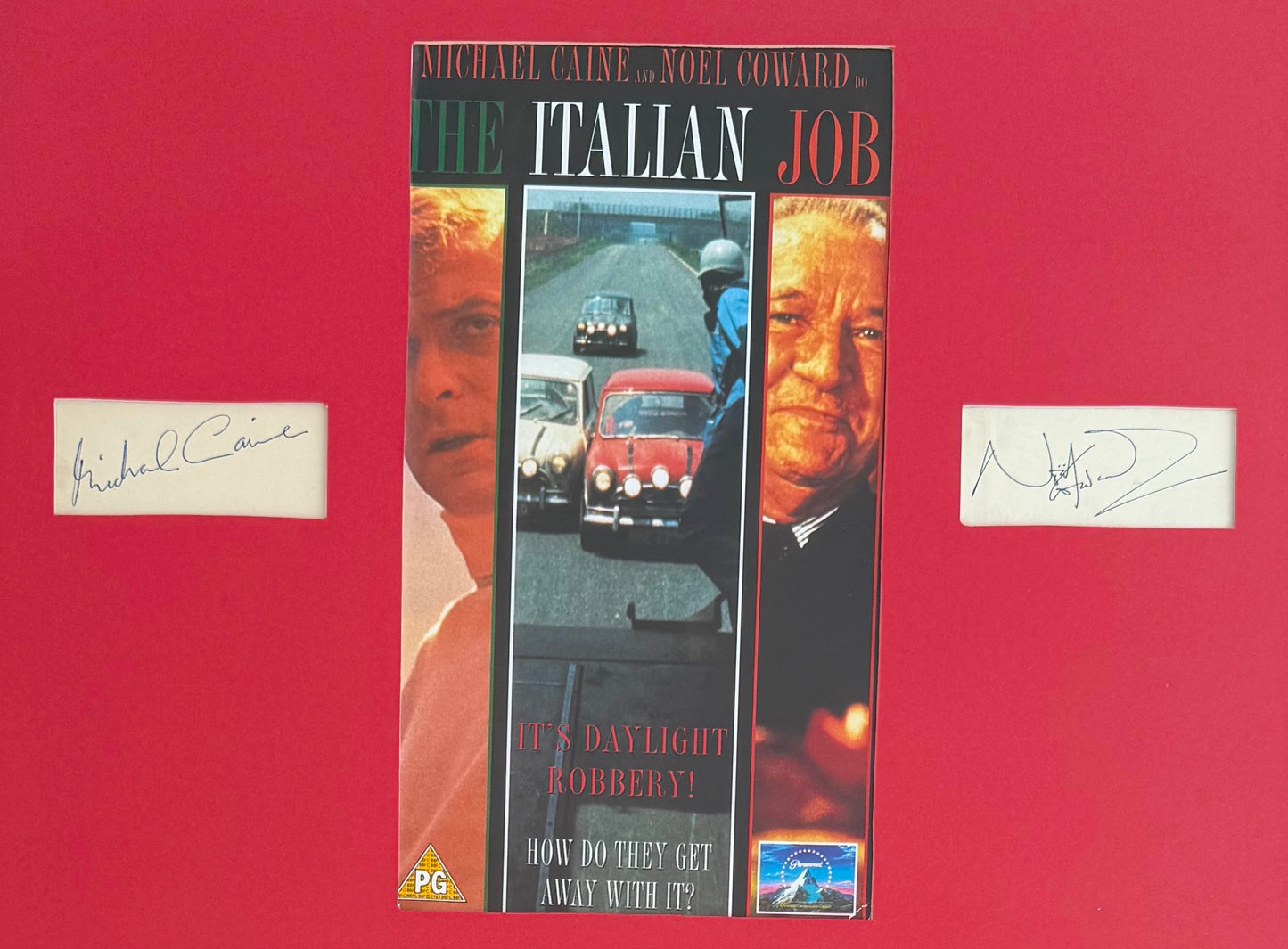 Michael Caine, Noel Coward, Guaranteed Hand Signed Card 'The Italian Job' Presentation & COA