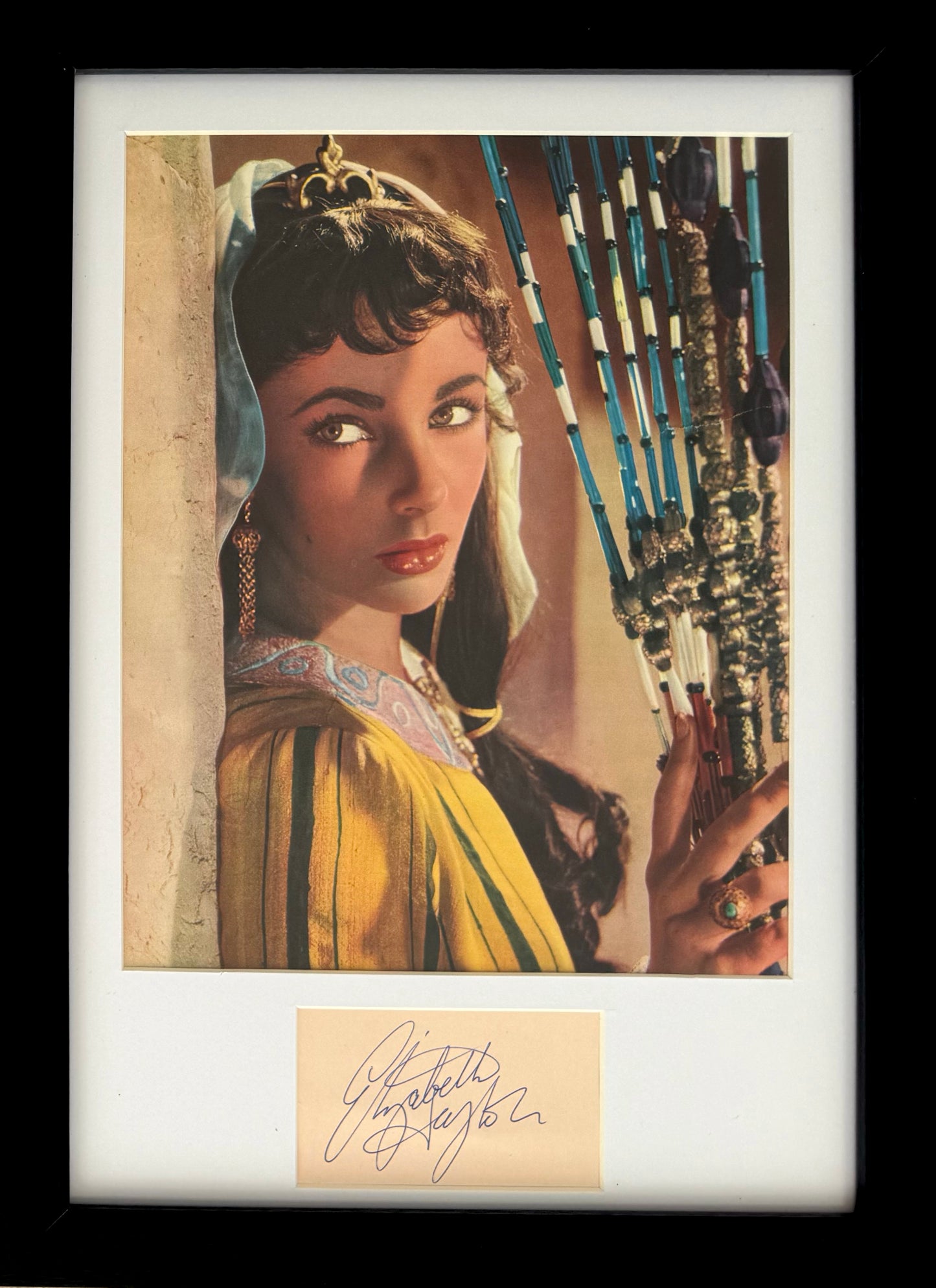 Elizabeth Taylor Genuine Hand Signed Card, With Mounted Photo Presentation & COA