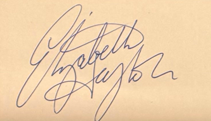 Elizabeth Taylor Genuine Hand Signed Card, With Mounted Photo Presentation & COA
