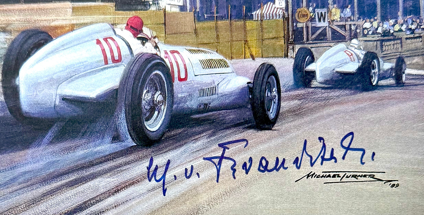 Manfred Von Brauchtisch Former Mercedes F1 Driver, Hand Signed Photo Presentation With COA
