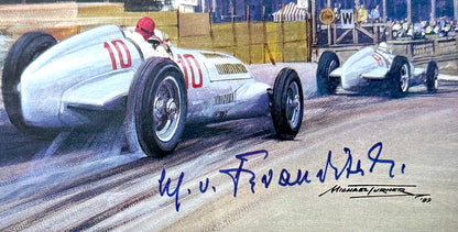 Manfred Von Brauchtisch Former Mercedes F1 Driver, Hand Signed Photo Presentation With COA