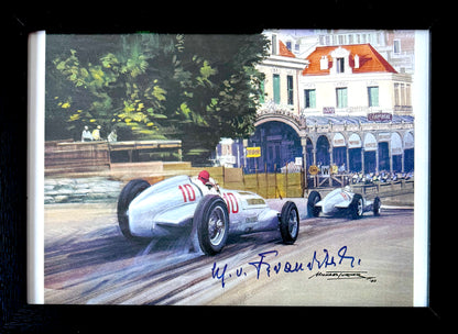 Manfred Von Brauchtisch Former Mercedes F1 Driver, Hand Signed Photo Presentation With COA
