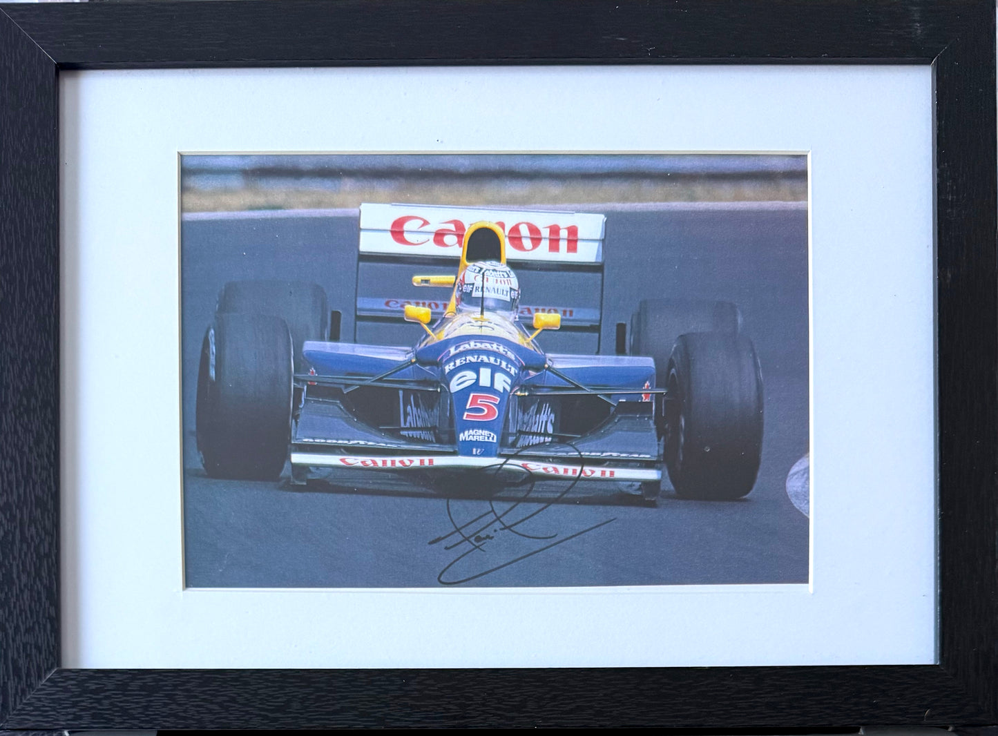 Nigel Mansell, Hand Signed Framed (30cm x 20cm) Photo Presentation & COA